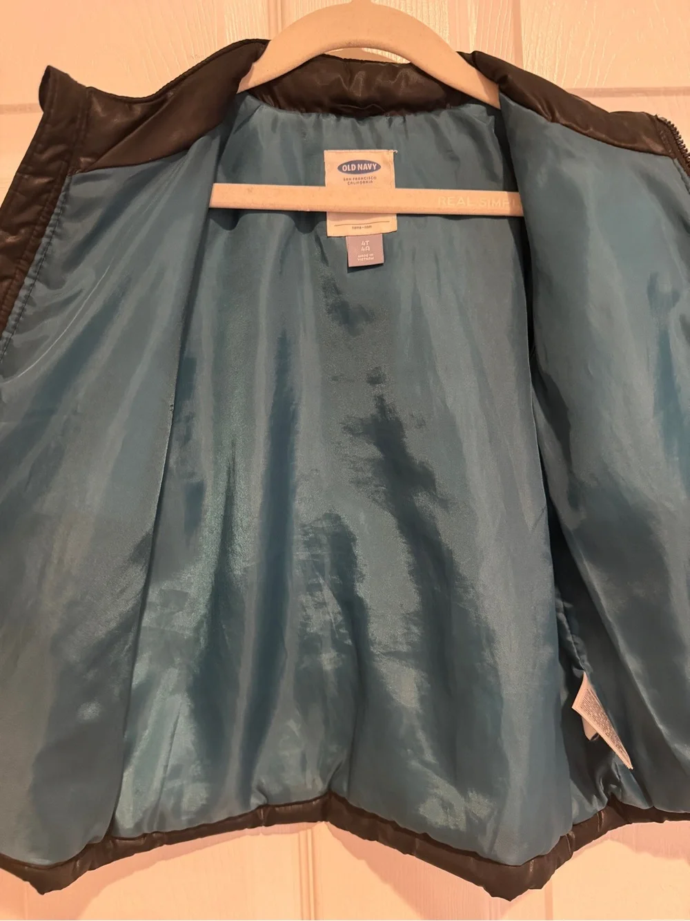 Old Navy Boys Black Quilted Puffer Jacket Coat 4T Lightweight Zip